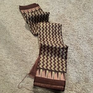 Maroon printed tussar silk saree.